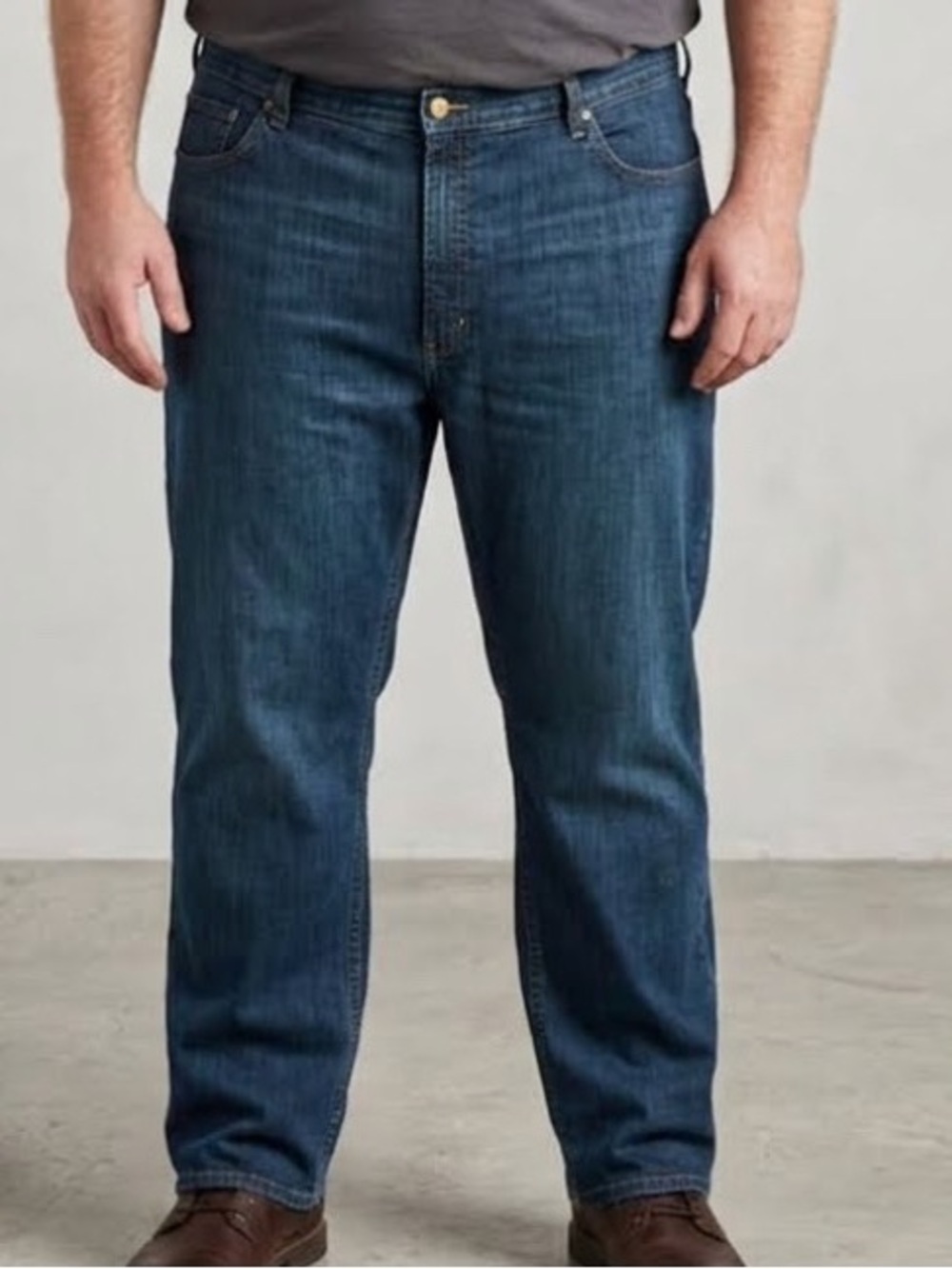 Wrangler Men’s plus size 50x30 Straight Jeans in Dark Blue Denim stretch 1096